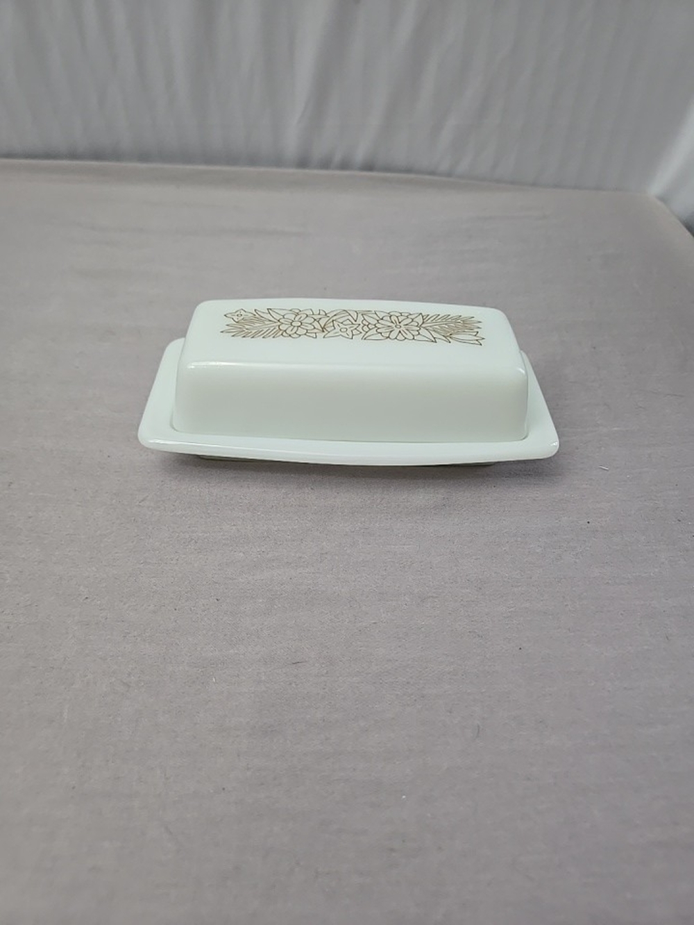 Vintage Pyrex Woodland Covered Butter Dish Milk Glass Made In USA 72-B